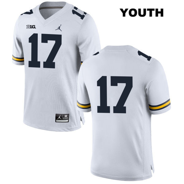 Youth NCAA Michigan Wolverines Nate Johnson #17 No Name White Jordan Brand Authentic Stitched Football College Jersey IY25F67BZ